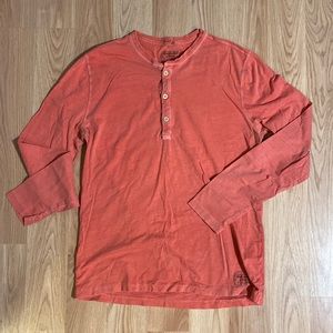 A&F Long Sleeve Henley Tee, Poppy Red, Size M